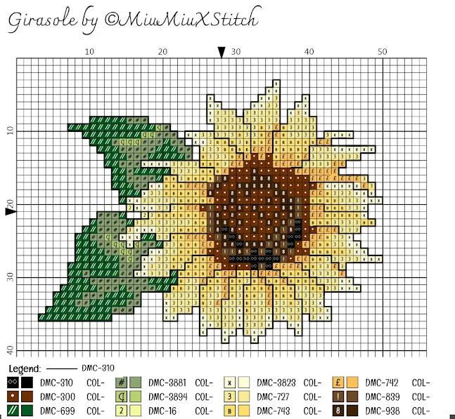 nuovo schema girasole a punto croce fatto da me