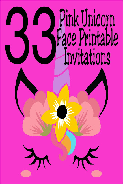 Kick your Unicorn party off with one of these 33 Unicorn face printable party invitations.  You can download and print the Unicorn invitations today to check one thing off your To Do list now.