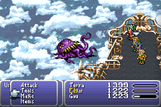 The party battles Ultros one final time in Final Fantasy VI.