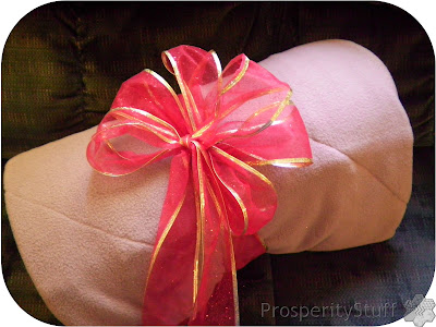 ProsperityStuff Fleece & Jeans Blanket wrapped with bow