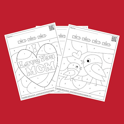 mother day color by number free preschool coloring pages to print