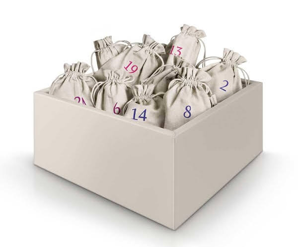 Dr Haushka Advent Calendar open sacks stock photo