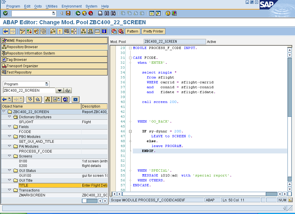 Screen programming