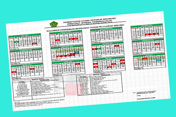 Kalender Pendidikan RA (Raudlatul Athfal) dan Madrasah Tahun 2020-2021 Berdasarkan Surat Keputusan Dirjen Pendis Nomor 2491 Tahun 2020