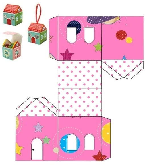 Astronaut Girls: Free Printable House Shapped Box.