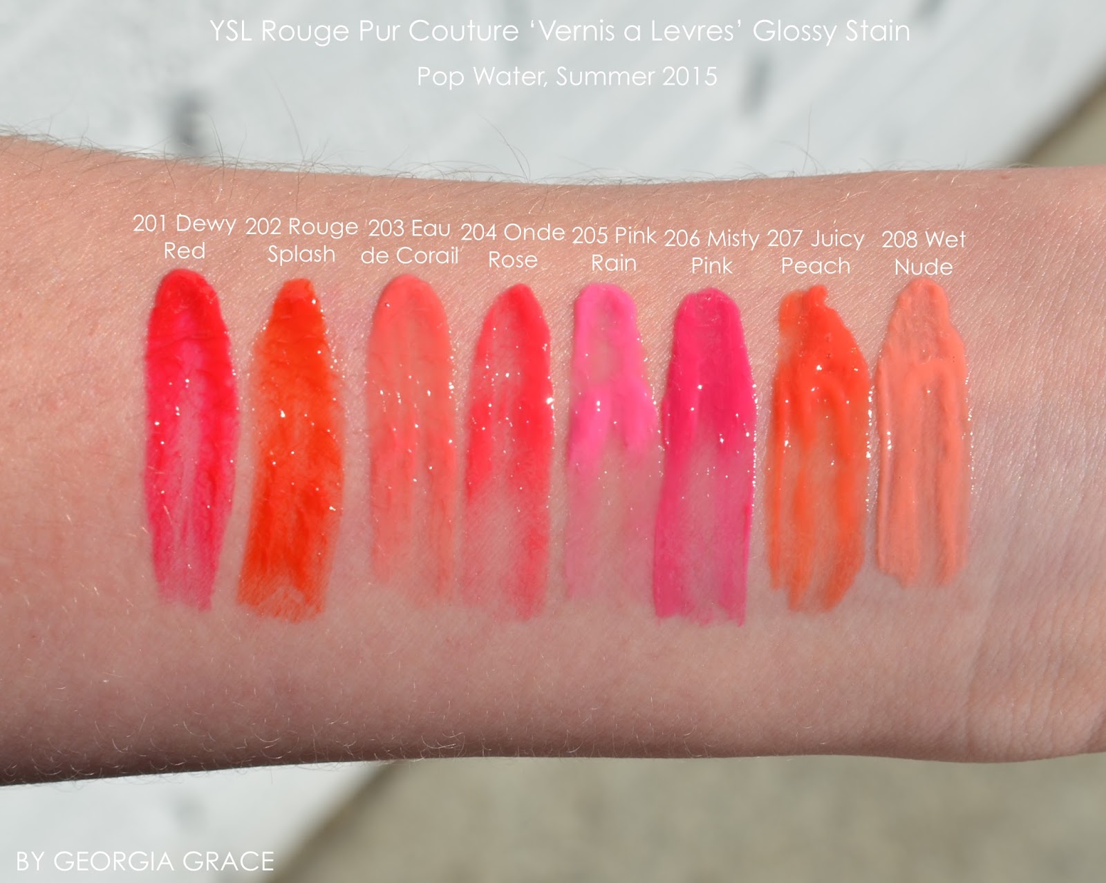 Ysl Rouge Pur Couture Glossy Stain Swatches Review By