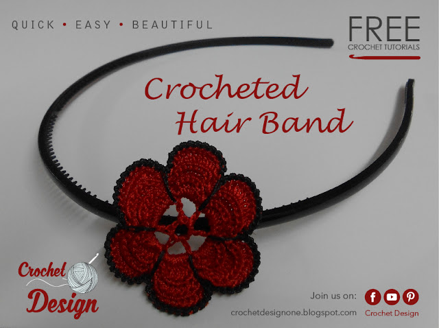 crochet hair band Flower free pattern
