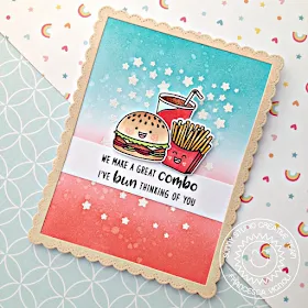 Sunny Studio Stamps: Cascading Stars Fast Food Fun Punny Thinking Of You Card by Franci Vignoli