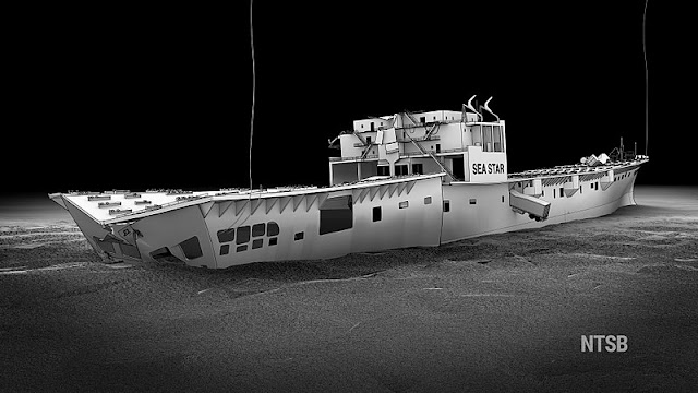 El Faro wreck on ocean floor, artist's rendering