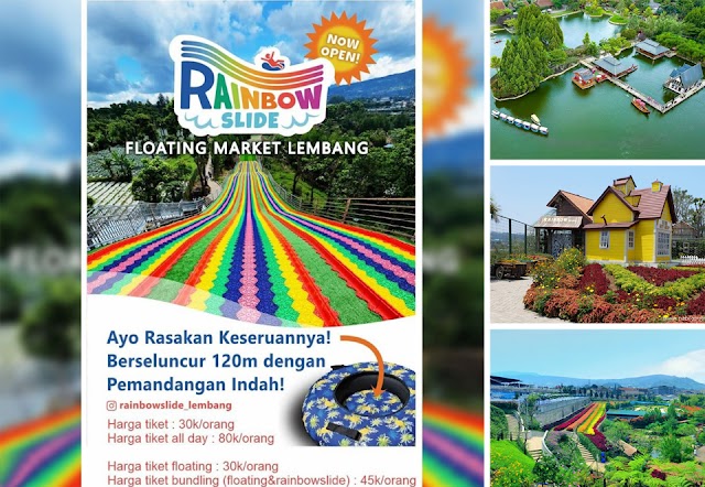Libur Lebaran, Ayo Jajal Seluncuran 120 Meter Rainbow Slide di Floating Market Lembang