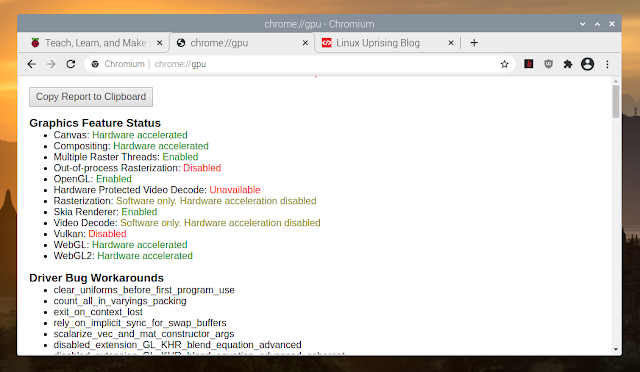 Chromium Raspberry Pi no hardware acceleration