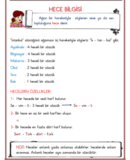 2. Sınıf Türkçe Hece Bilgisi Konu Anlatımı