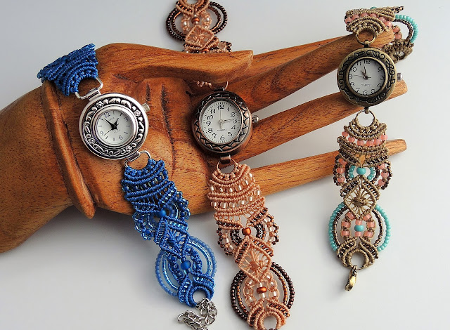 Micro Macrame bracelet watches by Sherri Stokey of Knot Just Macrame