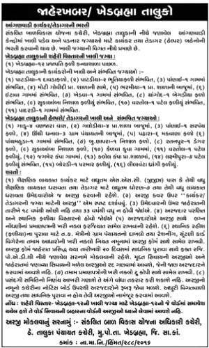 ICDS Khedbrahma Recruitment 2016 for Anganwadi Worker and Helper Posts