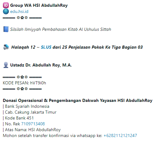 Halaqah 12 ~ Silsilah Ilmiyyah Pembahasan Kitab Al Ushulus Sittah HSI | Penjelasan Pokok Ketiga Bagian 3