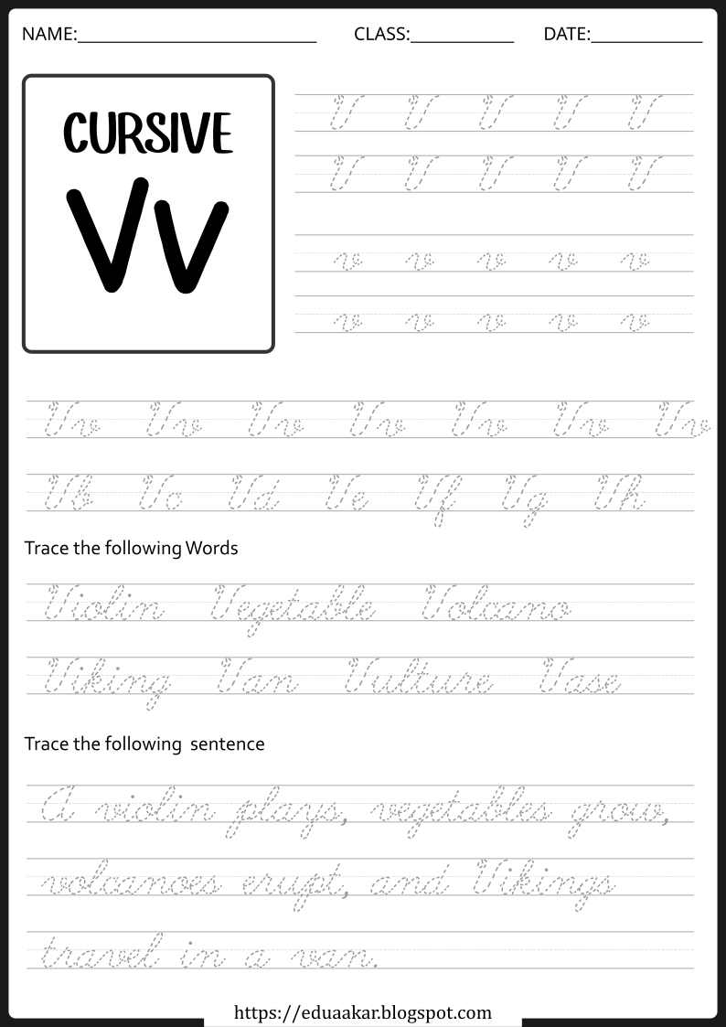 Cursive v Worksheet