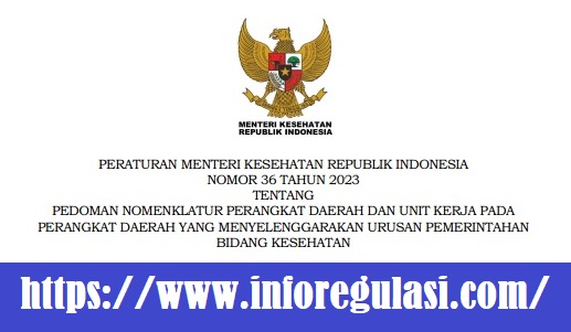 Permenkes (PMK) Nomor 36 Tahun 2023 Tentang Pedoman Nomenklatur Perangkat Daerah Dan Unit Kerja Pada Perangkat Daerah Urusan Pemerintahan Bidang Kesehatan