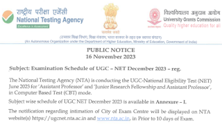 NET தேர்வுக்கான முழு அட்டவணை வெளியீடு - Examination Schedule of UGC - NET December 2023 - PDF