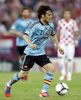 David Silva playing for Spain against Croatia