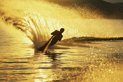 Blindfolded waterskiing