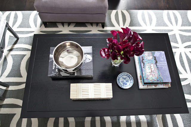 Coffee table with books and flowers