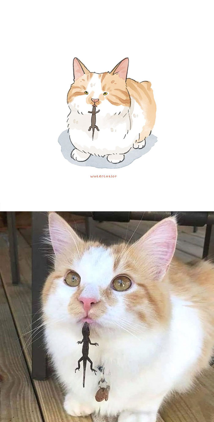 11 Gambar Lukisan Kucing  Yang Comel Dan Menarik