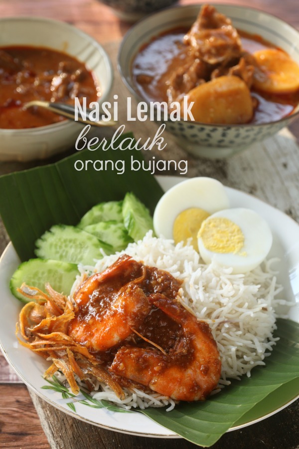 Nasi Lemak Berlauk Orang Bujang - masam manis