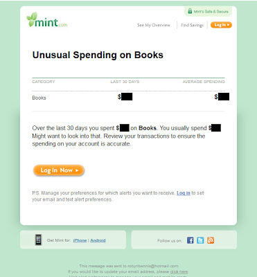 Unusual spending on books.