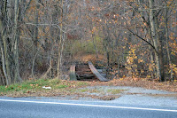 I-beams left of a Chambersburg and Gettysburg Railroad bridge