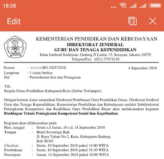 Surat Dirjen Guru dan Tenaga Kependidikan