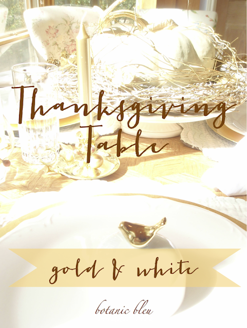 Thanksgiving gold and white table reminds us of the abundance in our lives