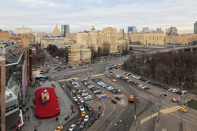 вид из башни Киевского вокзала, Большая Дорогомиловская улица, площадь Киевского Вокзала, Киевский сквер