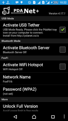 Activate USB Tether PdaNet+