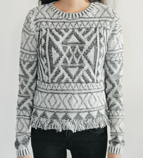Ethnic Patterned Knit Sweater