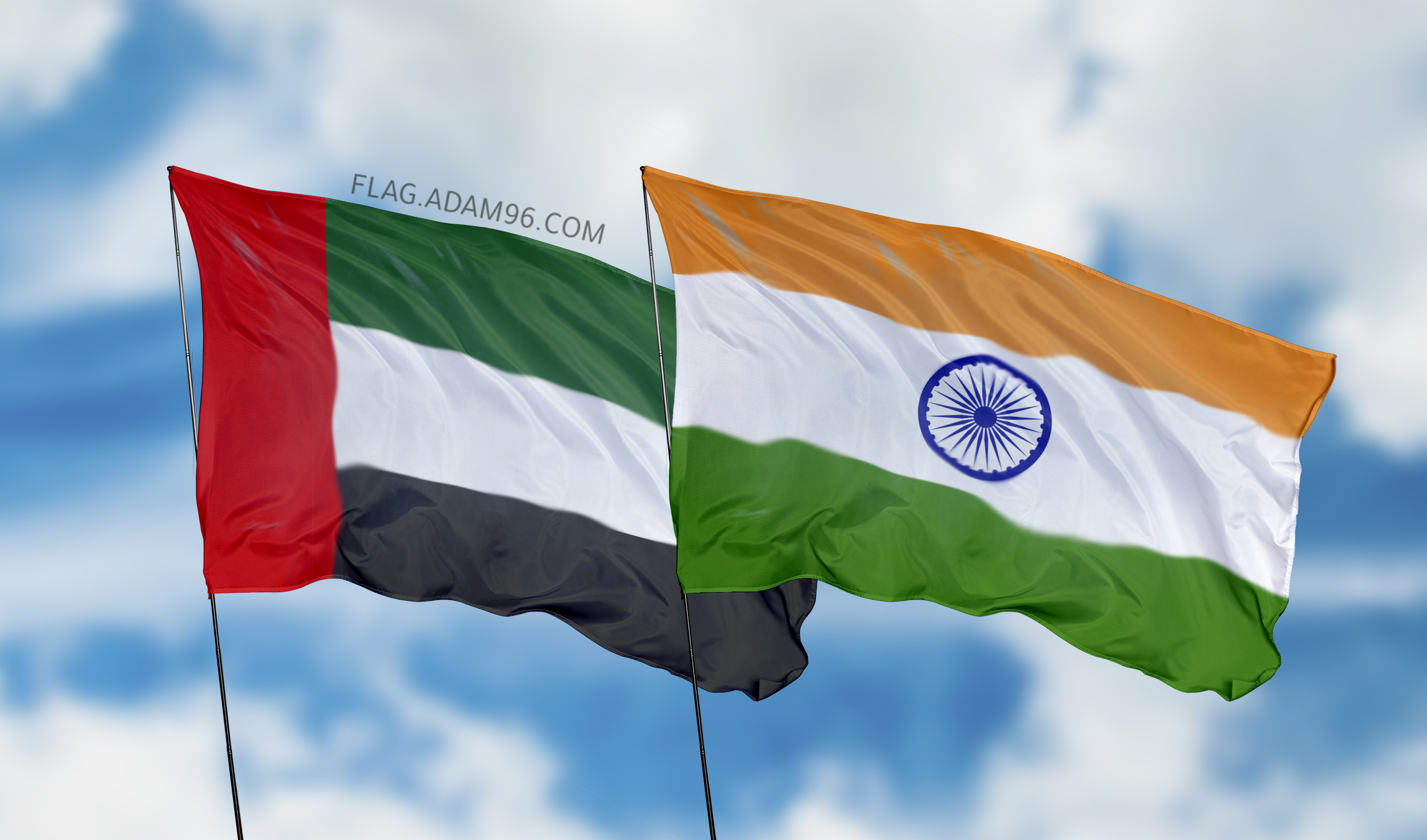 علم الهند مع علم الامارات Flag Of India With The Flag UAE