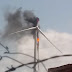 Torre de energia eólica pega fogo no interior do RN