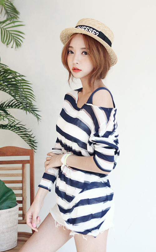 Striped Relaxed Fit See-Through Shirt