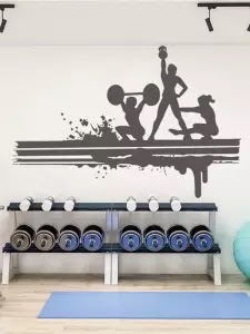 AD Fitness wall stickers bodybuilding barbell dumbbell sports training room exercise fitness club gym decoration vinyls decal mural US $10.92 1 sold5 Free Shipping