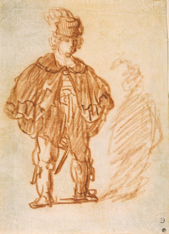 Actor Standing by Rembrandt Harmenszoon van Rijn - Theatre Drawings from Hermitage Museum