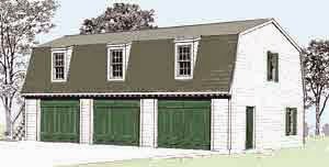  Authentic-Style Gambrel  garage plan looks like Colonial Williamsburg  restored buildings