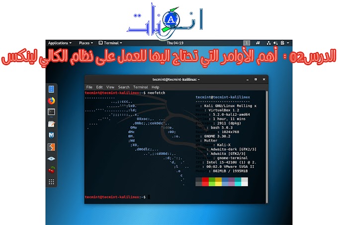 الدرس02 :  أهم الأوامر التي تحتاج اليها للعمل على نظام الكالي لينكس