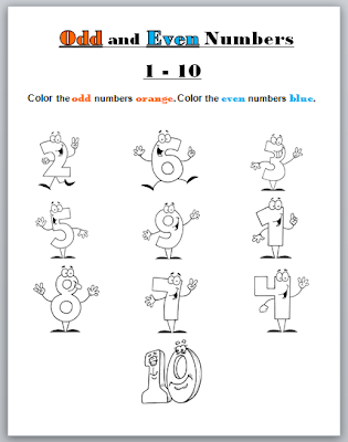 Learning Ideas - Grades K-8: Odd and Even Numbers Coloring Page