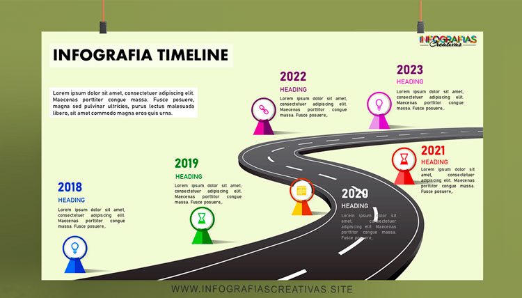 Plantilla timeline con grafico de calle de asfalto