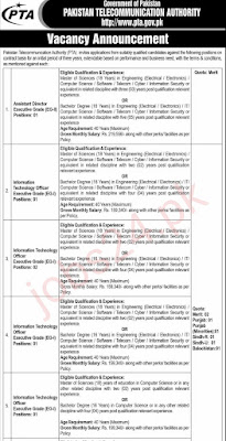 Pakistan telecommunications authority PTA new jobs 2025 apply online