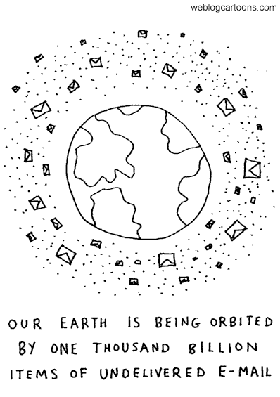 email internet orbit earth cartoon by dave walker