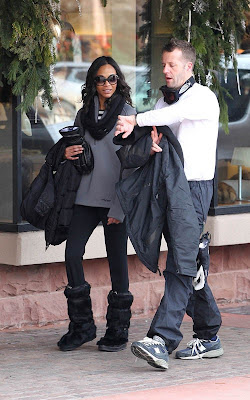 Zoe Saldana out for a day of skiing in Aspen