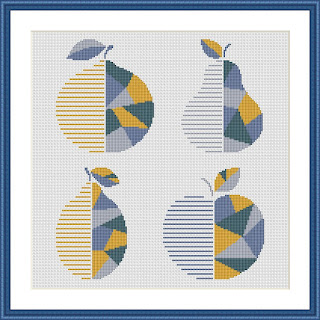 Fruits geometric cross stitch - Tango Stitch