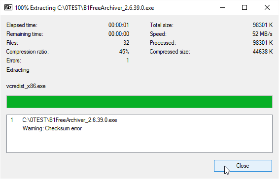 Ignore checksum error