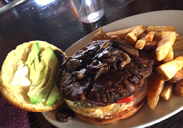 Delicious craft your own black bean burger at Gillerson's Grubbery in Aurora, Illinois