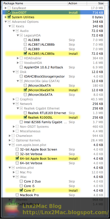 MultiBeast v2.1.0 options for GA-P55M-UD4